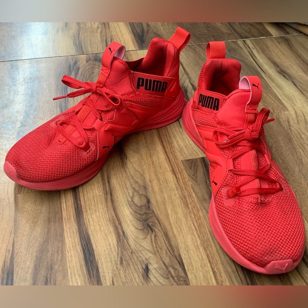 Puma Contempt Demi Training Men's Red Athletic Court Shoes Size 6C Red Black